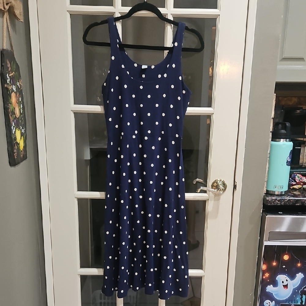 Old Navy Blue Dress with White Dots
